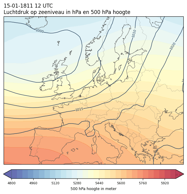 Weerkaart van 15 januari 1811 om 12 UTC