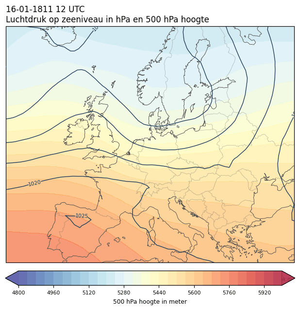 Weerkaart van 16 januari 1811 om 12 UTC