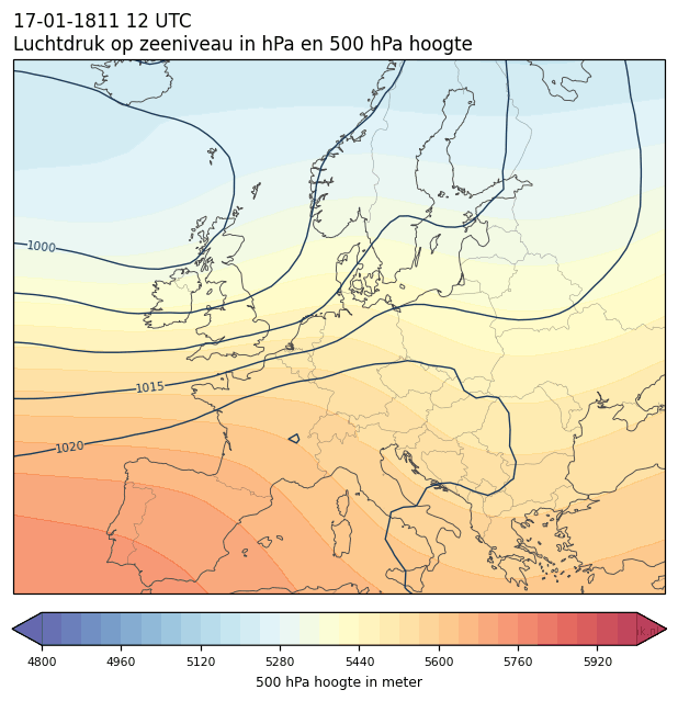 Weerkaart van 17 januari 1811 om 12 UTC