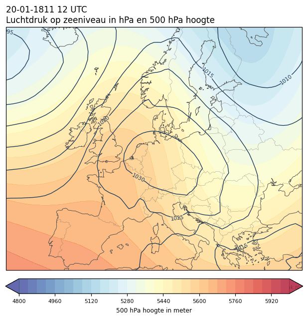 Weerkaart van 20 januari 1811 om 12 UTC