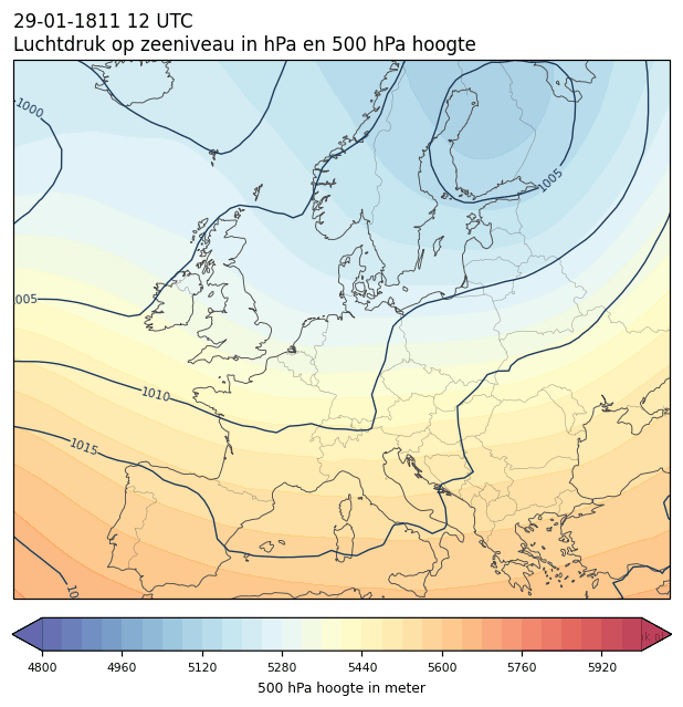 Weerkaart van 29 januari 1811 om 12 UTC