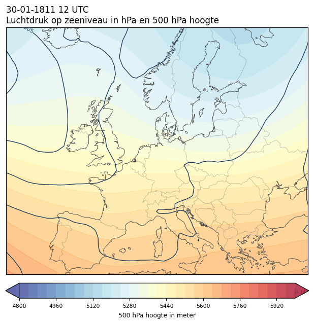 Weerkaart van 30 januari 1811 om 12 UTC