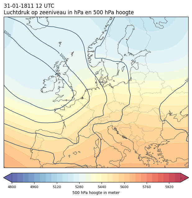 Weerkaart van 31 januari 1811 om 12 UTC