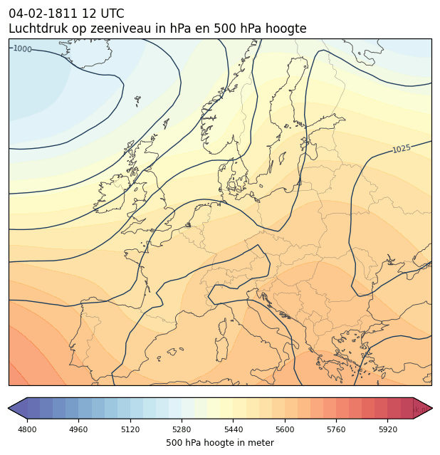 Weerkaart van 4 februari 1811 om 12 UTC