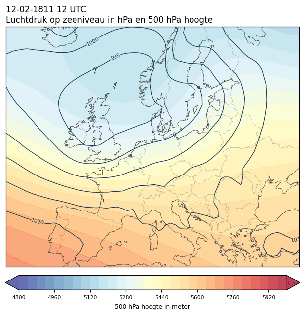 Weerkaart van 12 februari 1811 om 12 UTC