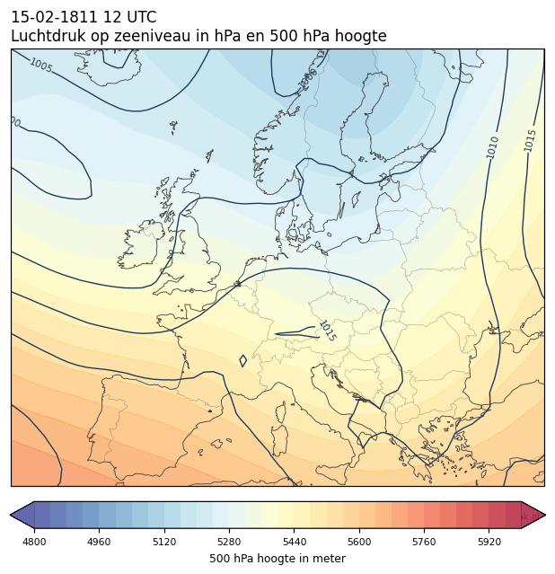 Weerkaart van 15 februari 1811 om 12 UTC
