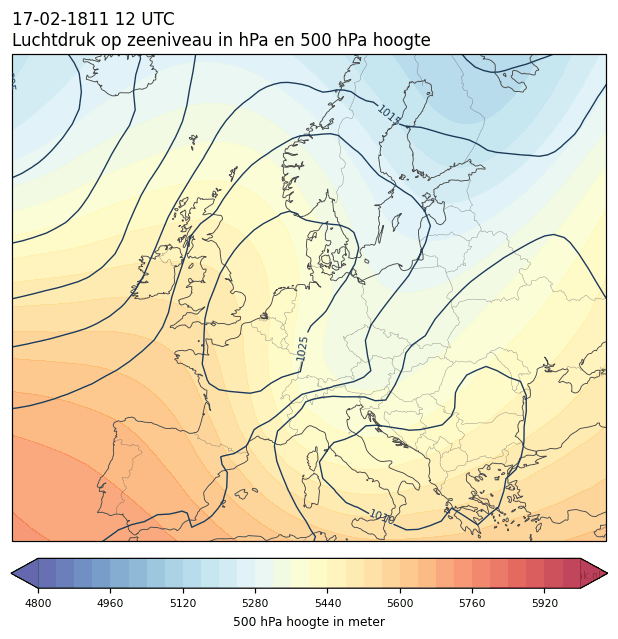 Weerkaart van 17 februari 1811 om 12 UTC