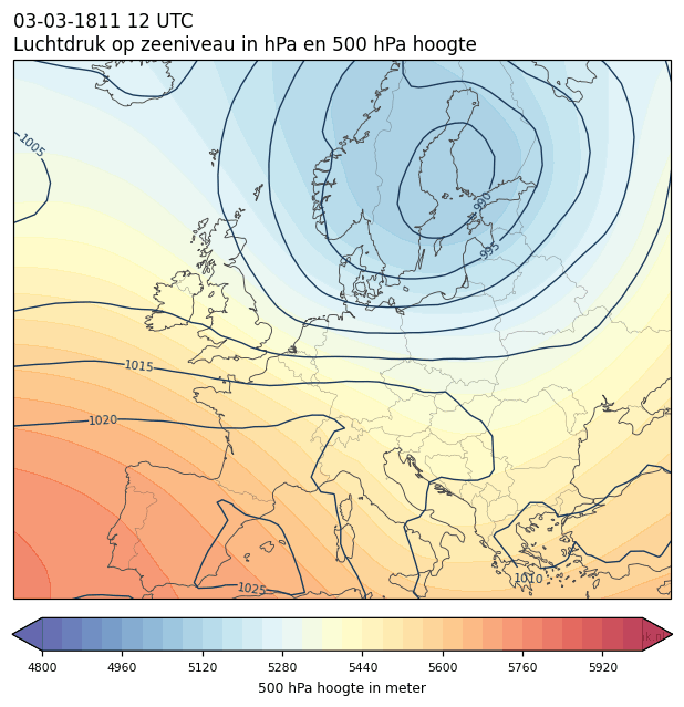 Weerkaart van 3 maart 1811 om 12 UTC