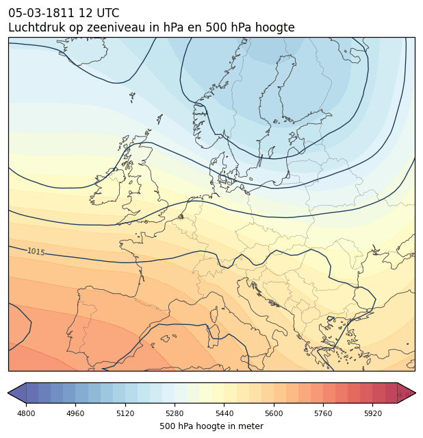 Weerkaart van 5 maart 1811 om 12 UTC