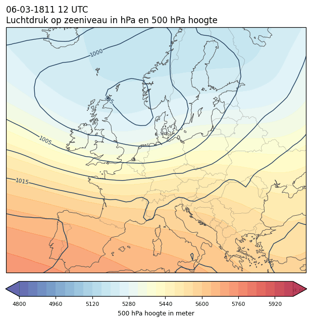 Weerkaart van 6 maart 1811 om 12 UTC