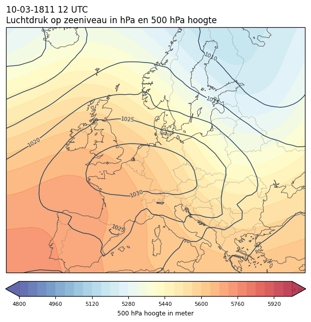 Weerkaart van 10 maart 1811 om 12 UTC