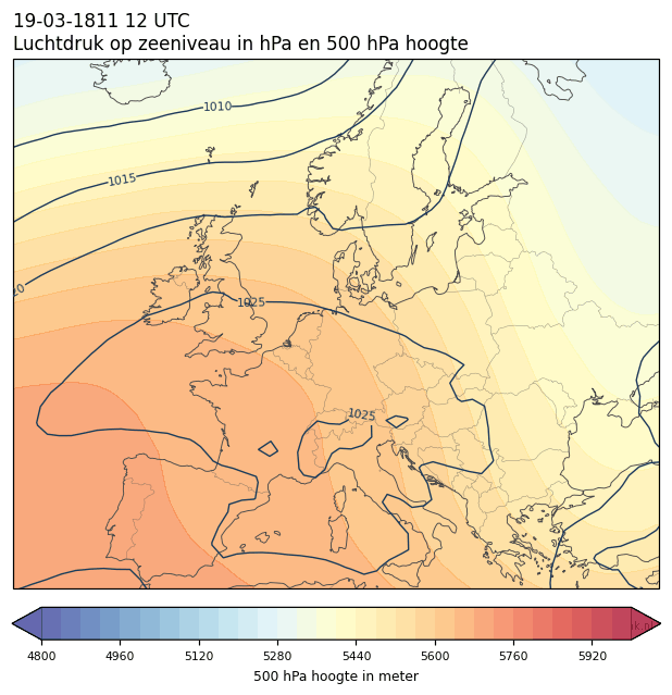 Weerkaart van 19 maart 1811 om 12 UTC