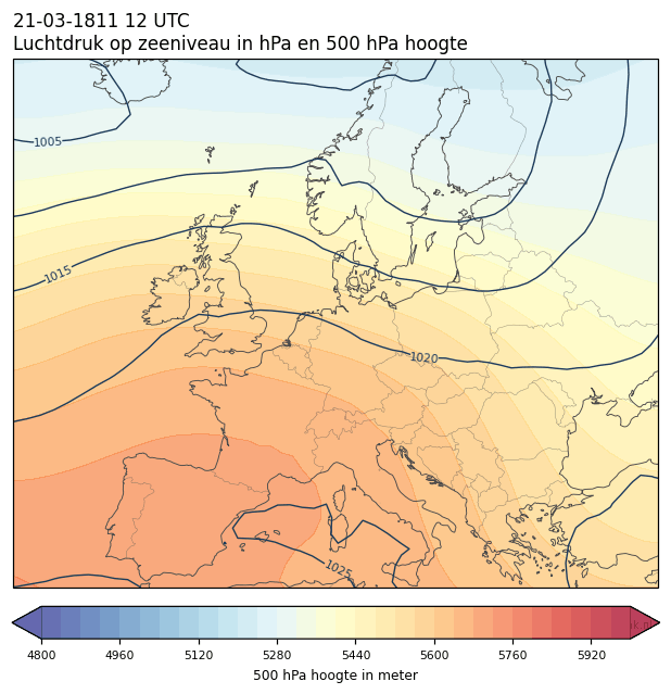 Weerkaart van 21 maart 1811 om 12 UTC