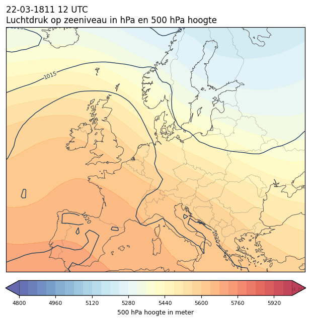 Weerkaart van 22 maart 1811 om 12 UTC
