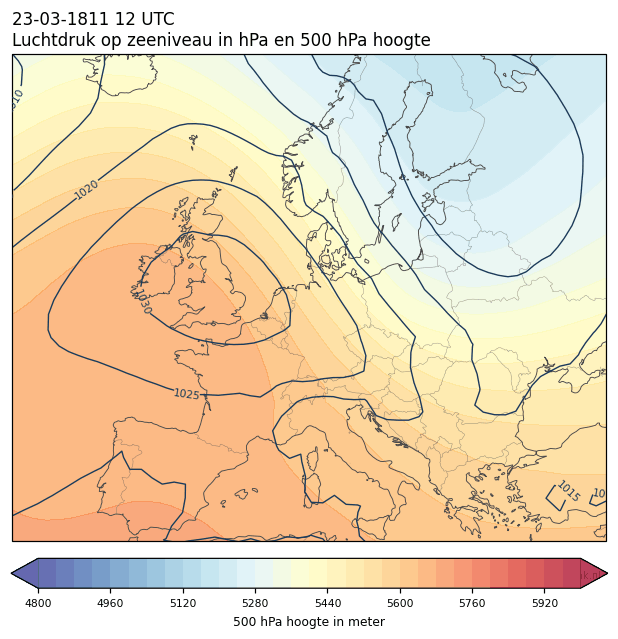 Weerkaart van 23 maart 1811 om 12 UTC