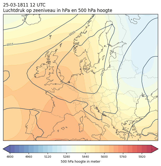 Weerkaart van 25 maart 1811 om 12 UTC