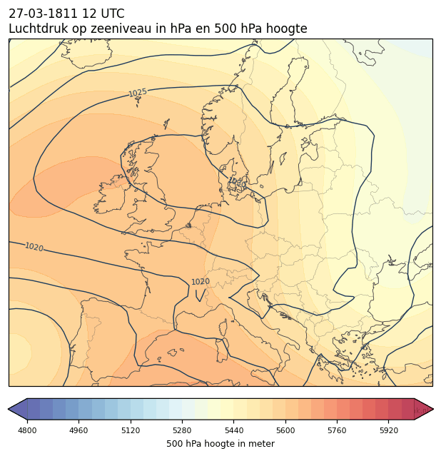 Weerkaart van 27 maart 1811 om 12 UTC