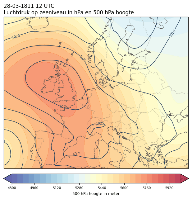 Weerkaart van 28 maart 1811 om 12 UTC