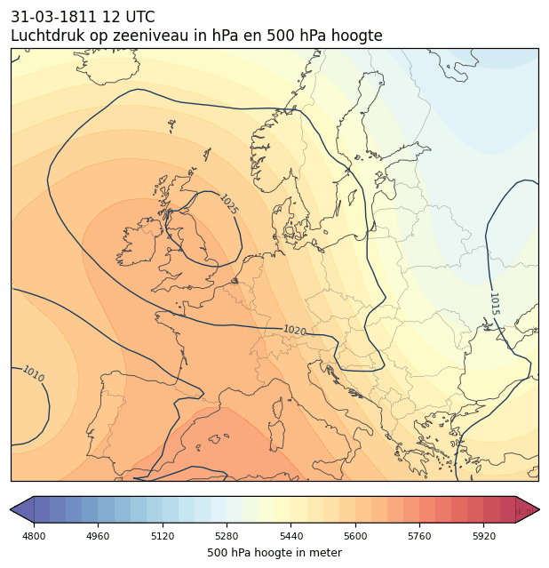 Weerkaart van 31 maart 1811 om 12 UTC