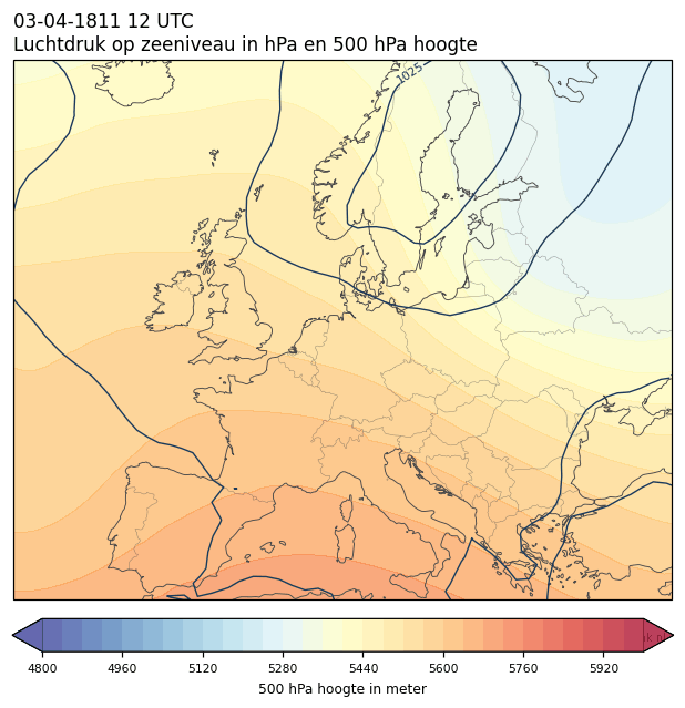 Weerkaart van 3 april 1811 om 12 UTC