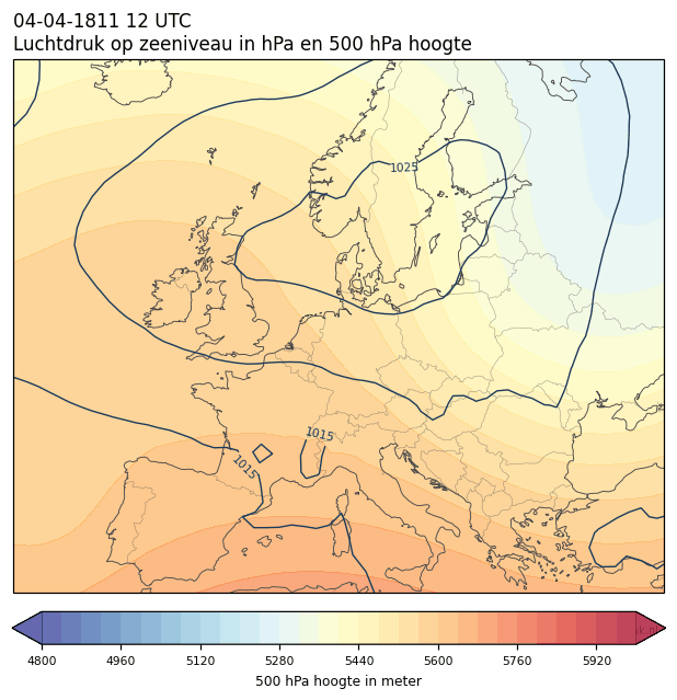 Weerkaart van 4 april 1811 om 12 UTC
