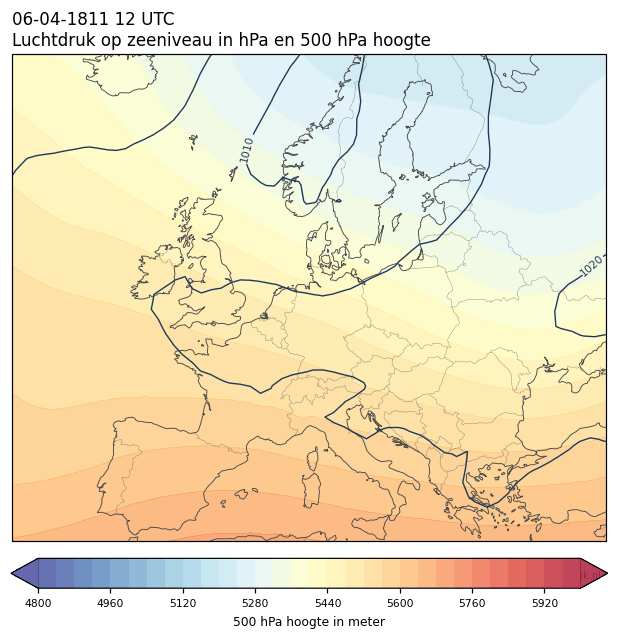Weerkaart van 6 april 1811 om 12 UTC