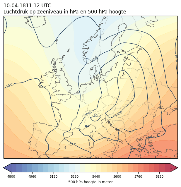 Weerkaart van 10 april 1811 om 12 UTC