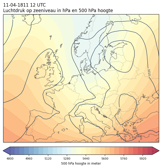 Weerkaart van 11 april 1811 om 12 UTC