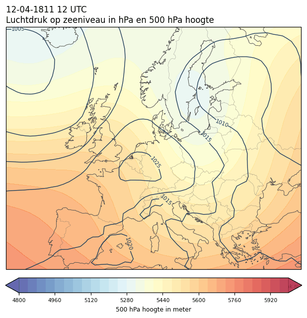 Weerkaart van 12 april 1811 om 12 UTC