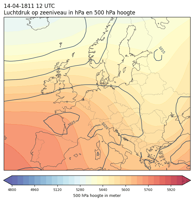 Weerkaart van 14 april 1811 om 12 UTC