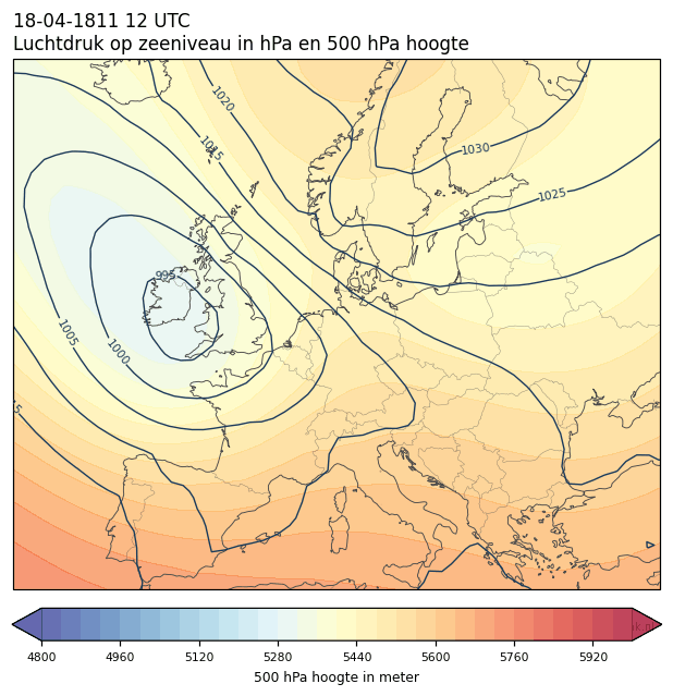 Weerkaart van 18 april 1811 om 12 UTC