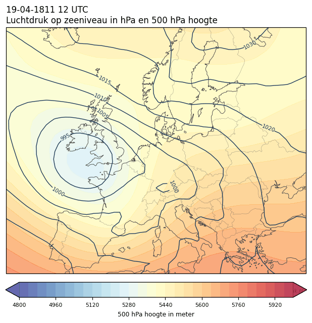 Weerkaart van 19 april 1811 om 12 UTC