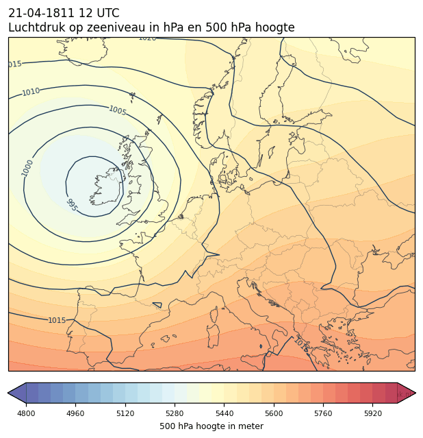 Weerkaart van 21 april 1811 om 12 UTC