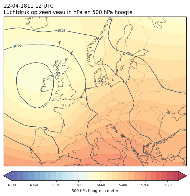 Weerkaart van 22 april 1811 om 12 UTC