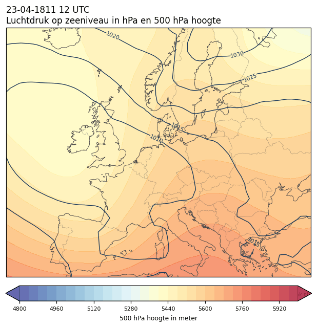 Weerkaart van 23 april 1811 om 12 UTC