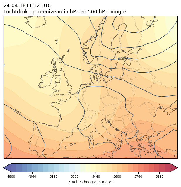 Weerkaart van 24 april 1811 om 12 UTC
