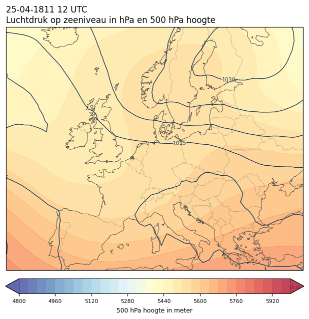 Weerkaart van 25 april 1811 om 12 UTC