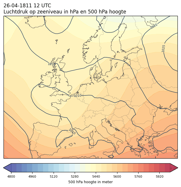 Weerkaart van 26 april 1811 om 12 UTC