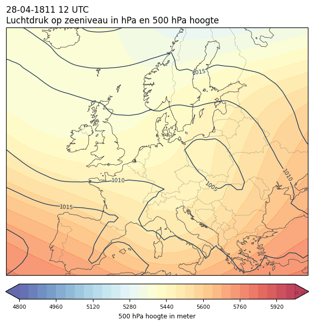 Weerkaart van 28 april 1811 om 12 UTC