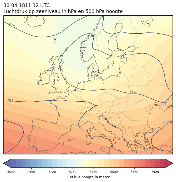 Weerkaart van 30 april 1811 om 12 UTC