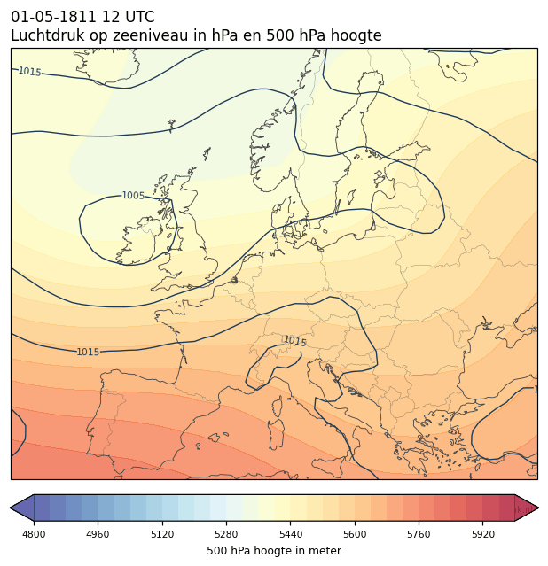 Weerkaart van 1 mei 1811 om 12 UTC