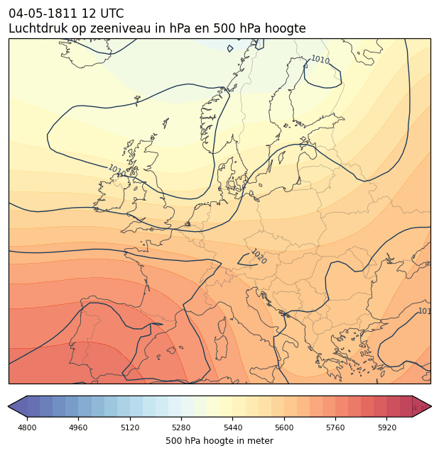 Weerkaart van 4 mei 1811 om 12 UTC