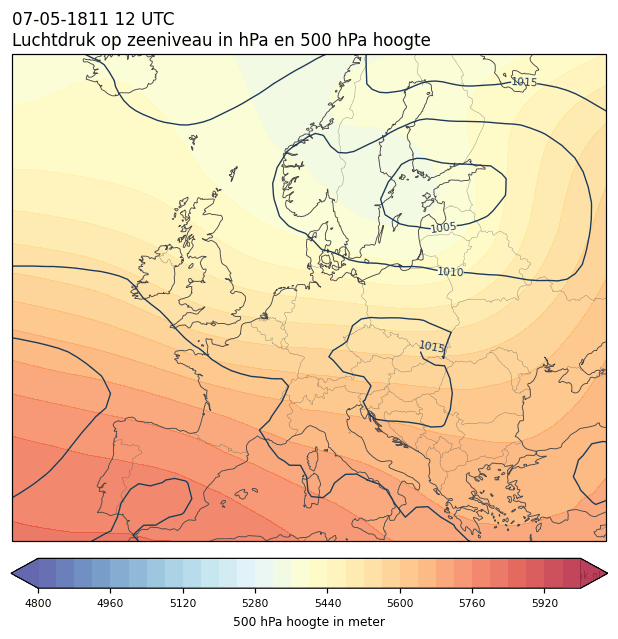 Weerkaart van 7 mei 1811 om 12 UTC