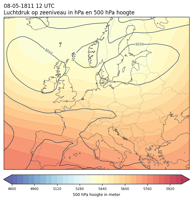 Weerkaart van 8 mei 1811 om 12 UTC