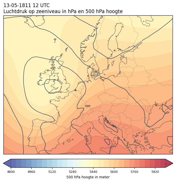 Weerkaart van 13 mei 1811 om 12 UTC