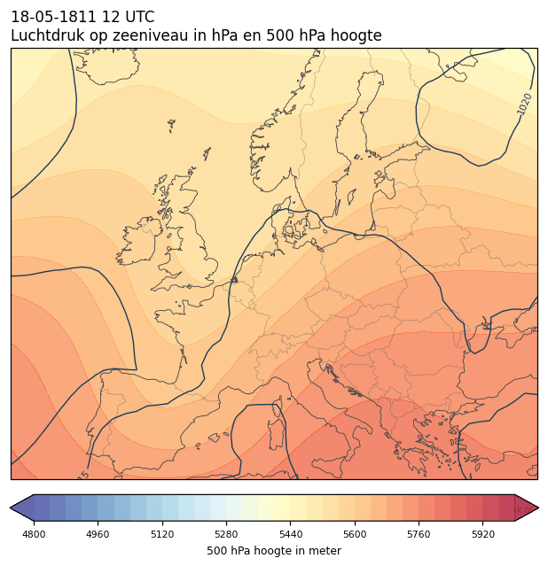 Weerkaart van 18 mei 1811 om 12 UTC