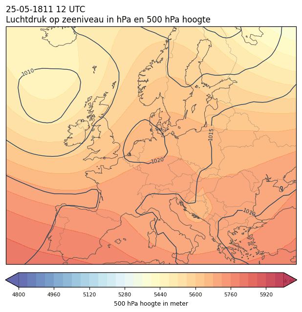 Weerkaart van 25 mei 1811 om 12 UTC