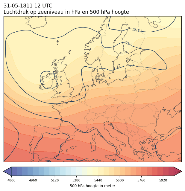 Weerkaart van 31 mei 1811 om 12 UTC