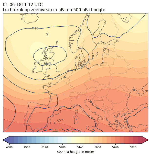 Weerkaart van 1 juni 1811 om 12 UTC
