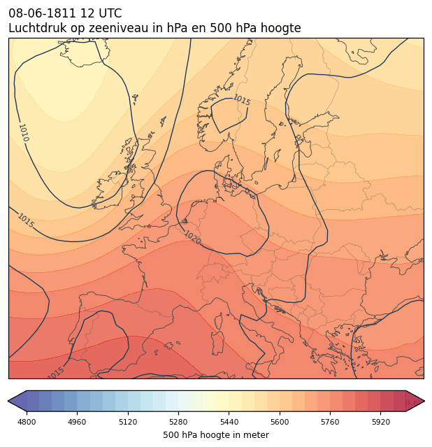 Weerkaart van 8 juni 1811 om 12 UTC